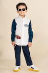 Buy_LITTLE BOYS CLOSET_White Cotton Satin Embroidery Car Color Block Shirt _at_Aza_Fashions