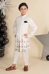 Buy_LITTLE BOYS CLOSET_Ivory Cotton Silk Embroidery Patola Thread Sherwani With Pyjama _at_Aza_Fashions