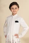 LITTLE BOYS CLOSET_Ivory Cotton Silk Embroidery Patola Thread Sherwani With Pyjama _at_Aza_Fashions