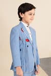 Buy_LITTLE BOYS CLOSET_Blue Linen Suiting Embroidery Floral Blazer And Pant Set _Online_at_Aza_Fashions