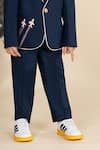 Shop_LITTLE BOYS CLOSET_Blue Suiting Polyester Embroidery Aeroplane Yoke Blazer With Pant _Online_at_Aza_Fashions