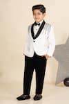 Buy_LITTLE BOYS CLOSET_White Suiting Sandwash Embroidery Cutdana Shawl Collar Tuxedo Set _at_Aza_Fashions