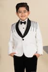 Buy_LITTLE BOYS CLOSET_White Suiting Sandwash Embroidery Cutdana Shawl Collar Tuxedo Set _Online_at_Aza_Fashions