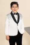 Shop_LITTLE BOYS CLOSET_White Suiting Sandwash Embroidery Cutdana Shawl Collar Tuxedo Set _Online_at_Aza_Fashions