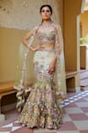 Buy_Moledro_Gold Organza Embroidery Sequins Lavanya Nature Mermaid Style Lehenga Set _at_Aza_Fashions