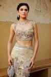 Moledro_Gold Organza Embroidery Sequins Lavanya Nature Mermaid Style Lehenga Set _at_Aza_Fashions