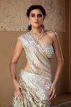 Moledro_Multi Color Georgette Embroidery Sequins Nadya Floral Pre-draped Saree _Online_at_Aza_Fashions