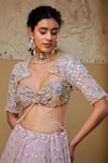 Moledro_Purple Net Embroidery Sequins Cutout Raga Tropical Lehenga Set _at_Aza_Fashions