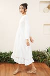 Buy_OurDve_White Cotton Embroidered Pearl Round Embellished Yoke Dress _Online_at_Aza_Fashions