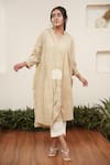 Buy_OurDve_Ivory Cotton Embroidered Pearl Notched Floral Placement Kurta And Pant Set _at_Aza_Fashions