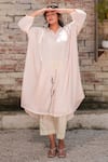 Buy_OurDve_Pink Cotton Embroidered Pearl Notched Floral Kurta And Pant Set 