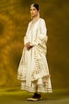 SHIVANI SABHARWAL_White Cotton Embroidered Gota Round Anarkali Pant Set _Online_at_Aza_Fashions