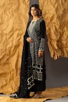 Buy_SHIVANI SABHARWAL_Black Kurta And Pant Pure Crepe Embroidered Sequin Round Scallop Set _Online_at_Aza_Fashions