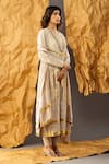 Buy_SHIVANI SABHARWAL_Beige Kurta Pure Crepe Embroidered Sequin Round Set _Online_at_Aza_Fashions