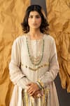 SHIVANI SABHARWAL_Beige Kurta Pure Crepe Embroidered Sequin Round Set _at_Aza_Fashions