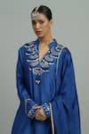 Buy_Siyona by Ankurita_Blue Pure Chanderi Embroidery Sequin Stand Siyahi Ambrosia Kurta Pant Set _Online_at_Aza_Fashions