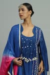 Siyona by Ankurita_Blue Pure Chanderi Gulaneel And Pearl Tassel Embellished Kurta & Dhoti Pant Set _at_Aza_Fashions