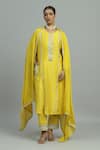 Buy_Siyona by Ankurita_Yellow Pure Chanderi Embroidery Thread Genda Lace And Ghungroo Kurta & Pant Set _at_Aza_Fashions