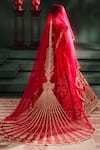 Shop_Masaba_Red Lehenga Heavy Raw Silk Hand Embroidery The Aalu Bukhara Bridal And Veil Set _at_Aza_Fashions