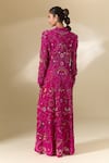 Shop_Anamika Khanna_Fuchsia Embroidered Coat Mandarin Long Skirt Set _at_Aza_Fashions