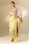 Anamika Khanna_Yellow Embroidered Blouse Round Cape And Draped Skirt Set _Online_at_Aza_Fashions