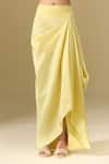 Buy_Anamika Khanna_Yellow Embroidered Blouse Round Cape And Draped Skirt Set 