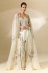 Buy_Anamika Khanna_Off White Top Sweetheart Embroidered Cape And Pant Set
