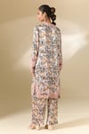 Anamika Khanna_Pink Printed Floral Closed Neck Tunic And Pant Co-ord Set _Online_at_Aza_Fashions