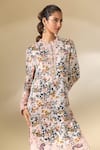 Buy_Anamika Khanna_Pink Printed Floral Closed Neck Tunic And Pant Co-ord Set _Online_at_Aza_Fashions