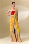 Buy_Anamika Khanna_Yellow Embroidered Kesar Draped Sharara Saree With Unstitched Blouse Piece _at_Aza_Fashions