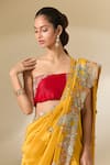 Buy_Anamika Khanna_Yellow Embroidered Kesar Draped Sharara Saree With Unstitched Blouse Piece _Online_at_Aza_Fashions