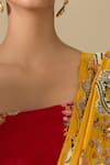 Shop_Anamika Khanna_Yellow Embroidered Kesar Draped Sharara Saree With Unstitched Blouse Piece _Online_at_Aza_Fashions