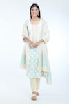 Shop_Samyukta Singhania_Cream Banarasi Chanderi Cotton Woven Geometric Pattern Kurta With Dupatta 