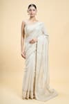 Shop_Samyukta Singhania_Beige Tissue Embroidery Sequin Border Saree 