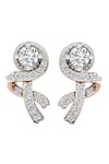 Buy_Divine Solitaires_Rose Gold Diamonds 18kt Solitaire Embellished Earrings _at_Aza_Fashions