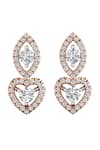 Buy_Divine Solitaires_Rose Gold Diamonds 18kt Tear Drop Shaped Earrings _at_Aza_Fashions