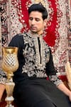 Shop_The House Of Diwans_Black Crepe Embroidery Resham Kurta Set _at_Aza_Fashions