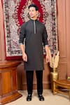 Buy_The House Of Diwans_Black Crepe Embroidery Cutdana Yoke Kurta Set _at_Aza_Fashions