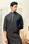 The House Of Diwans_Black Crepe Embroidery Cutdana Yoke Kurta Set _at_Aza_Fashions