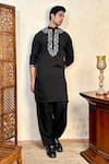 Buy_The House Of Diwans_Black Crepe Embroidery Zari Kurta Set _at_Aza_Fashions