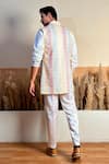 The House Of Diwans_Cream Polyester Embroidery Thread Stripe Bundi And Kurta Set _Online_at_Aza_Fashions