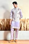 Buy_The House Of Diwans_Purple Polyester Embroidery Thread Floral Bundi And Kurta Set _Online_at_Aza_Fashions