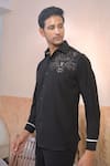 Buy_The House Of Diwans_Black Japanese Embroidery Cutdana Placement Shirt And Trouser Set _Online_at_Aza_Fashions