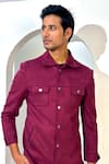 Buy_The House Of Diwans_Wine Suede Plain Full Sleeve Jacket _Online_at_Aza_Fashions