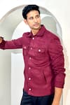 The House Of Diwans_Wine Suede Plain Full Sleeve Jacket _at_Aza_Fashions