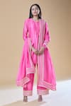 Buy_Samyukta Singhania_Pink Kurta And Pant Pure Chanderi Embroidered Gotta Patti Round Work Set _at_Aza_Fashions