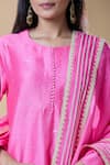 Shop_Samyukta Singhania_Pink Kurta And Pant Pure Chanderi Embroidered Gotta Patti Round Work Set _Online_at_Aza_Fashions