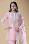 Shop_Samyukta Singhania_Pink Kurta And Pant Pure Chanderi Embroidered Zari Round Sequin & Beads Set _Online_at_Aza_Fashions