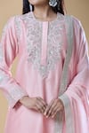 Samyukta Singhania_Pink Kurta And Pant Pure Chanderi Embroidered Zari Round Sequin & Beads Set _at_Aza_Fashions