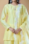 Buy_Samyukta Singhania_Yellow Kurta And Pant Pure Chanderi Embroidered Pearls Round & Stone Short Set 